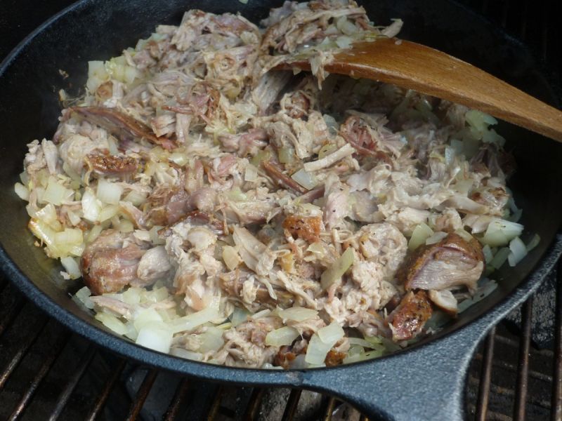 Zwiebeln mit Pulled Pork